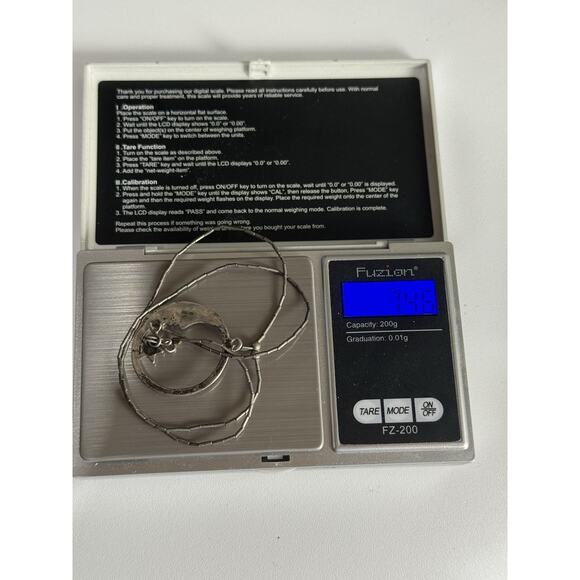 Vintage Liquid Silver Basic Clasp Sterling Silver Necklace Moon & Star Pendant - Picture 11 of 11